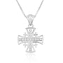 Flared Jerusalem Cross pendant necklace with Cubic Zirconia by Marina Jewelry