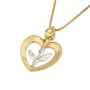 Heart & Dove Pendant Necklace, Gold Heart, Silver Dove