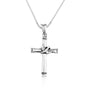 Cross with 3D dove pendant necklace in 925 sterling silver by Marina Jewelry