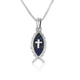 Eilat stone Ichthus fish and cross pendant necklace in 925 sterling silver by Marina Jewelry