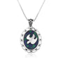 Eilat Stone Dove Pendant Necklace in 925 Sterling Silver, Ornate Frame