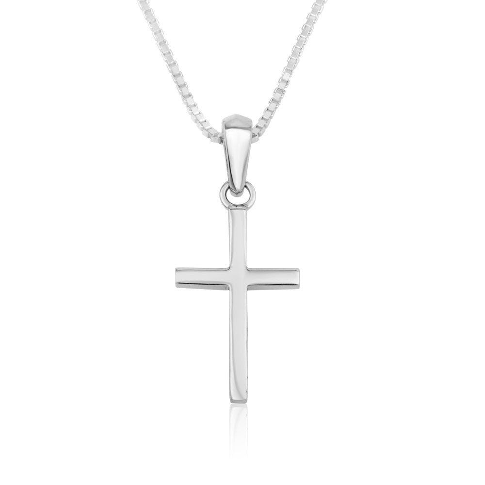Plain cross pendant necklace in 925 sterling silver by Marina Jewelry