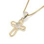 Cross pendant necklace with gold loop outline and silver dove by Marina Jewelry