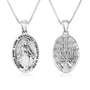 Miraculous Medal Pendant Necklace in Oxidized 925 Sterling Silver, Plain Oval