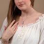 Miraculous Medal Pendant Necklace in Oxidized 925 Sterling Silver, Plain Oval – shown worn