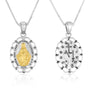 Two-tone Miraculous Medal pendant necklace in 925 sterling silver with rope border by Marina Jewelry