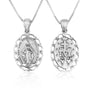 Miraculous Medal pendant necklace in 925 sterling silver with rope border by Marina Jewelry