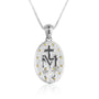 Miraculous Medal Pendant Necklace in 925 Sterling Silver, Gold Border – back view