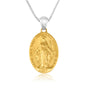 Miraculous Medal Pendant Necklace in Gold-Plated 925 Sterling Silver, Full Gold