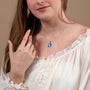 Miraculous Medal Pendant Necklace in 925 Sterling Silver, Full Blue Enamel – shown worn