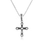 Stone-tipped cross pendant necklace in 925 sterling silver by Marina Jewelry