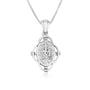 Miraculous Medal Pendant Necklace in 925 Sterling Silver, Floral Frame – back view
