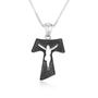 Tau crucifix pendant necklace with Christ's silhouette in oxidized 925 sterling silver by Marina Jewelry