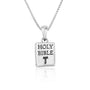 Holy Bible Pendant Necklace, Engraved Tau Cross, 925 Sterling Silver