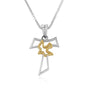 Tau cross and dove pendant necklace in gold-plated 925 sterling silver by Marina Jewelry