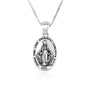 Miraculous Medal Pendant Necklace, Medium Oval, Oxidized 925 Sterling Silver