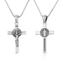 Saint Benedict crucifix pendant necklace in oxidized 925 sterling silver by Marina Jewelry