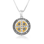 Two-Tone Saint Benedict Medal Pendant Necklace in 925 Sterling Silver, Oxidized – back view