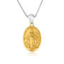 Miraculous Medal Pendant Necklace, Large Oval, Gold-Plated 925 Sterling Silver