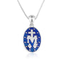 Miraculous Medal Pendant Necklace in 925 Sterling Silver with Blue Enamel – back view
