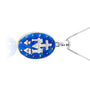 Miraculous Medal Pendant Necklace, Oval Blue Enamel, 925 Sterling Silver – side view
