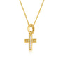 Cubic zirconia pave cross pendant necklace in gold-plated 925 sterling silver by Marina Jewelry