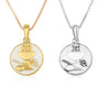 First Communion JHS Chalice Pendant Necklace in Gold-Plated 925 Sterling Silver, White Enamel