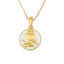 First Communion JHS Chalice Pendant Necklace in Gold-Plated 925 Sterling Silver, White Enamel