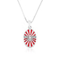 Holy Spirit Dove Red Enamel Oval Pendant Necklace in 925 Sterling Silver