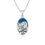 Holy Family Pendant Necklace in 925 Sterling Silver, Blue Enamel
