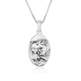 Holy Family Pendant Necklace in 925 Sterling Silver, Blue Enamel – back view