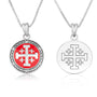 Jerusalem Cross red enamel pendant necklace in 925 sterling silver by Marina Jewelry