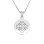 Jerusalem Cross Red Enamel Pendant Necklace in 925 Sterling Silver – back view