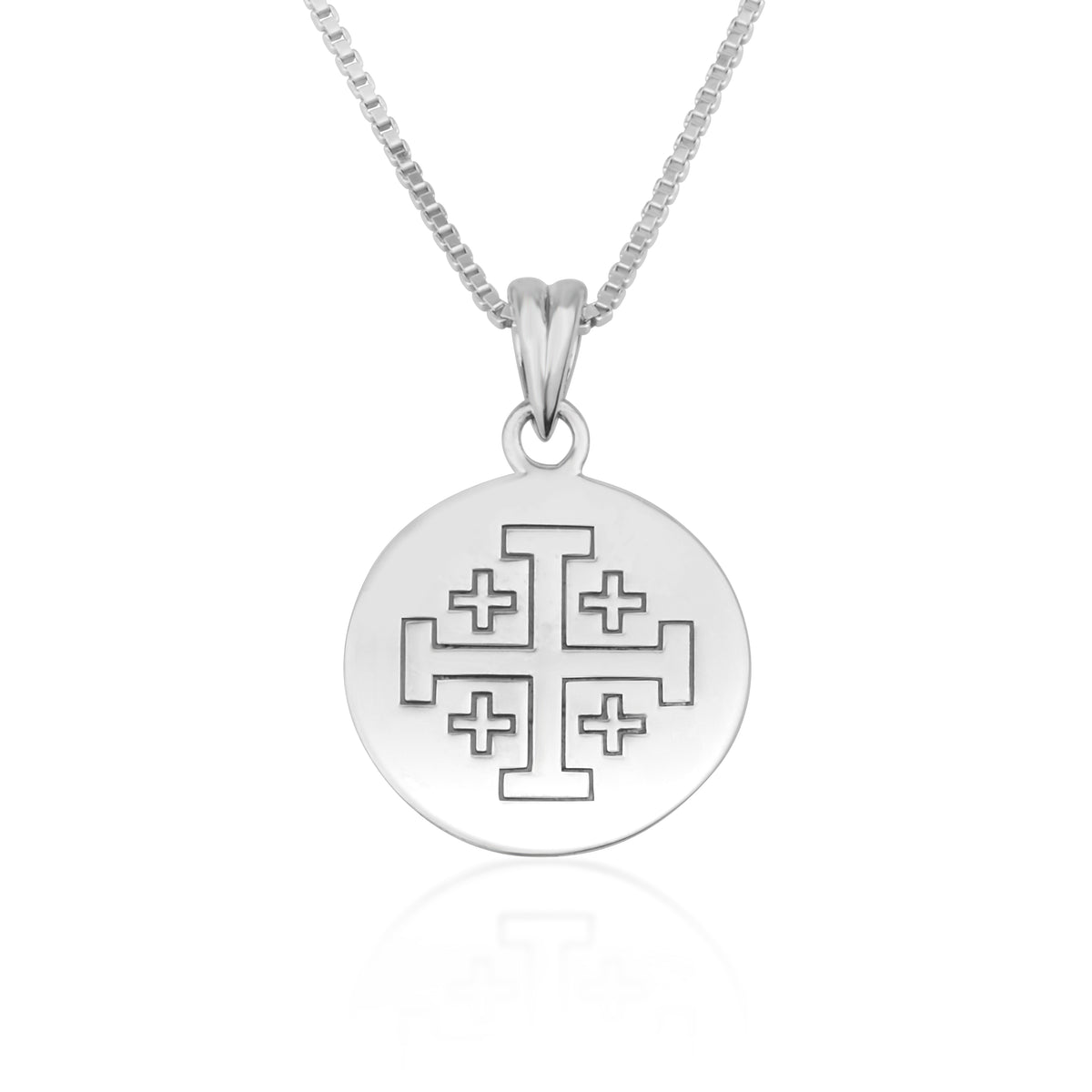 Jerusalem Cross Red Enamel Pendant Necklace in 925 Sterling Silver – back view