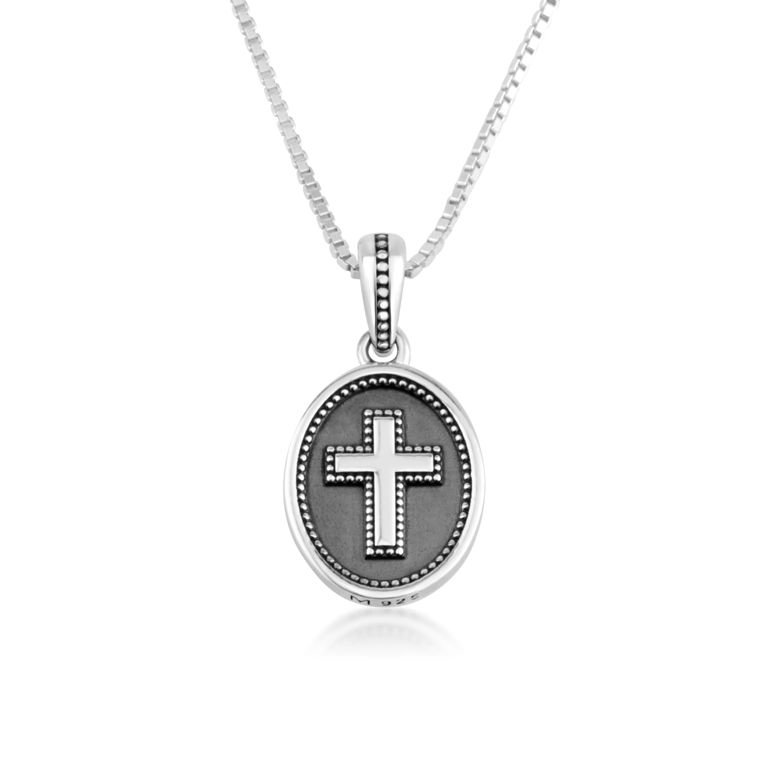 Double-Sided Cross Pendant Necklace in 925 Sterling Silver, Oxidized