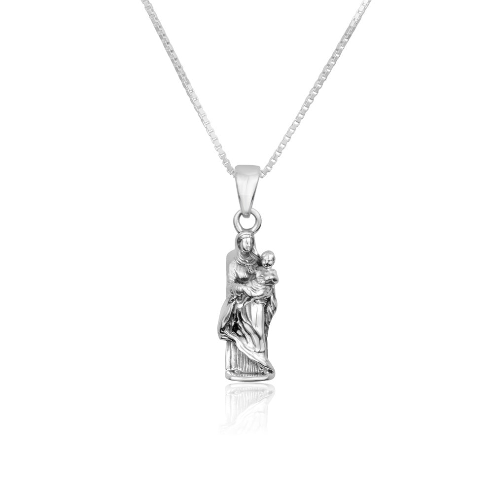 La Vierge de Paris Statue Pendant Necklace in 925 Sterling Silver, view 2 by Marina Jewelry