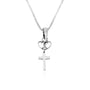 Cross and heart pendant necklace in 925 sterling silver by Marina Jewelry