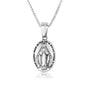Miraculous Medal Pendant Necklace, English Inscription, 925 Sterling Silver