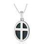 Eilat Stone Cross Pendant Necklace, Oval Medallion, 925 Sterling Silver