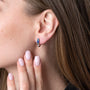 Eilat Stone English Lock Earrings in 925 Sterling Silver – shown worn