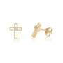 Gold-plated open cross stud earrings with cubic zirconia by Marina Jewelry