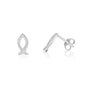 Pave zircon ichthus fish stud earrings in 925 sterling silver by Marina Jewelry