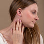 Halo Cross Stud Earrings in 925 Sterling Silver with Cubic Zirconia – shown worn