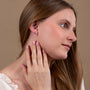 Pave Cross Stud Earrings in 925 Sterling Silver with Cubic Zirconia – shown worn