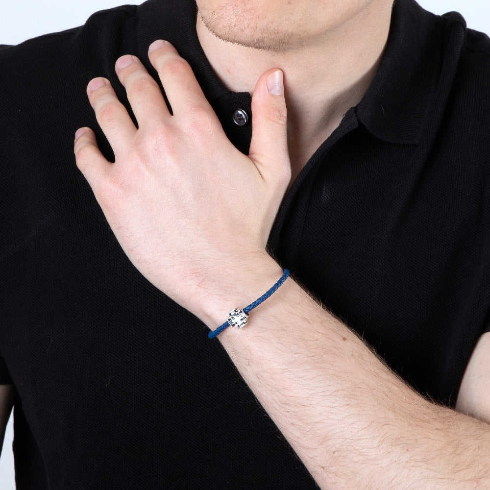 Jerusalem Cross Shaped Bead Charm in 925 Sterling Silver, view 6 by Marina Jewelry