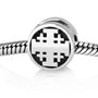 Jerusalem Cross Round Bead Charm in 925 Sterling Silver, view 6 by Marina Jewelry