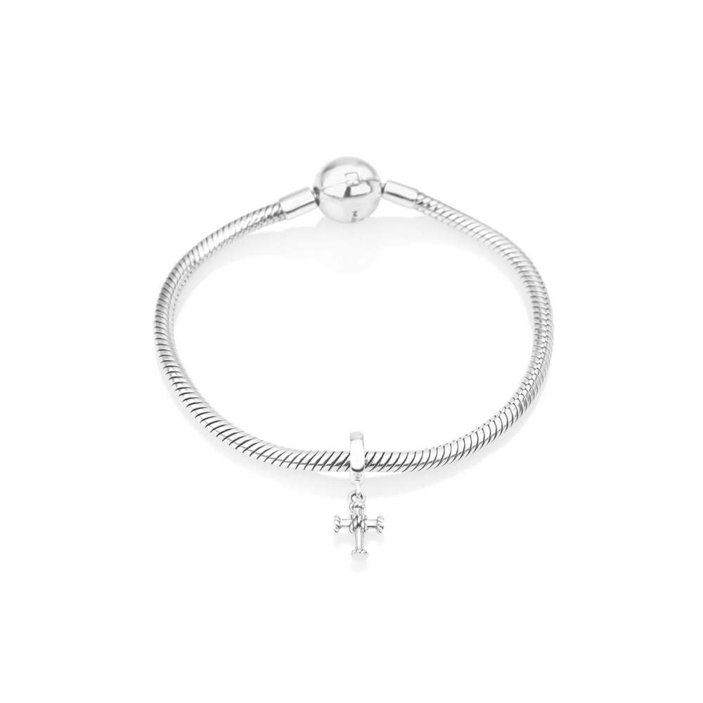 Rope Cross Hanging Charm in 925 Sterling Silver