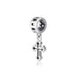 Budded Cross Hanging Charm in 925 Sterling Silver, Enamel Inlay