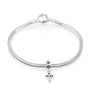 Budded Cross Hanging Charm in 925 Sterling Silver, Enamel Inlay