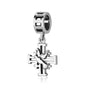 Jerusalem Cross with dove hanging charm in sterling silver by Marina Jewelry